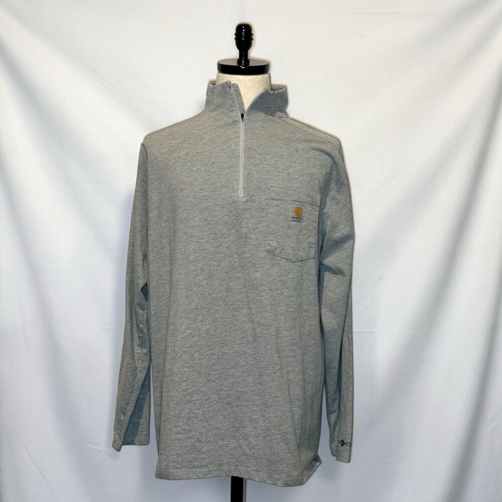 Carhartt Force Shirt Mens XL Gray Quarter Zip Long Sleeve Pocket Tee 104255 HGY